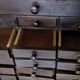 Authentic workshop furniture / Vintage watchmaker's layette in black wood