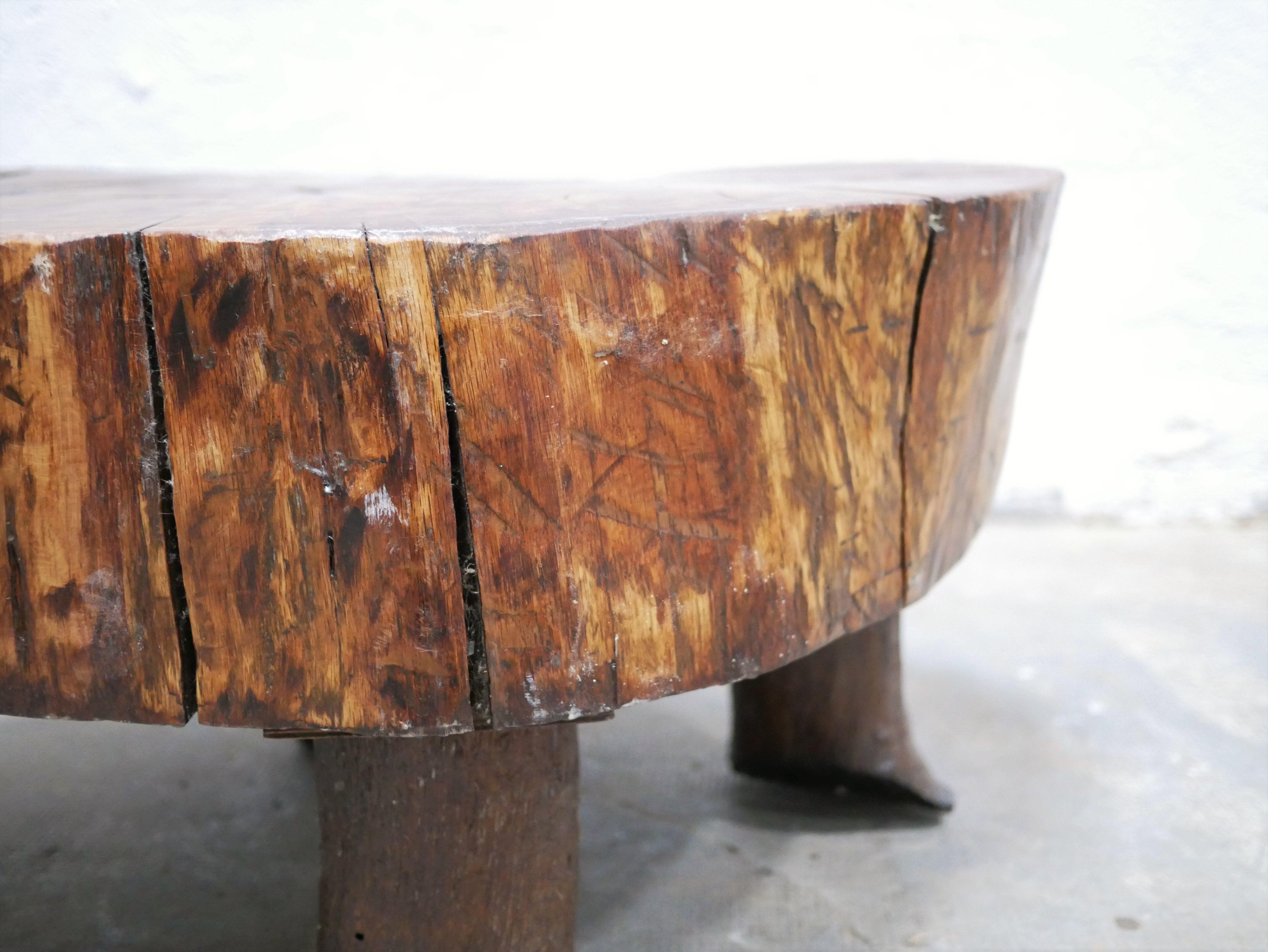 Vintage brutalist coffee table in solid wood