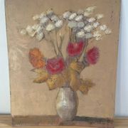 Bouquet of flowers, oil on wood panel, signed Vlad Tiberin.