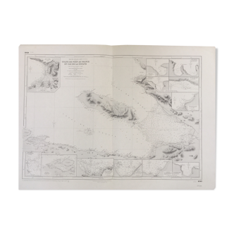 Carte marine ancienne de Haïti Port au Prince