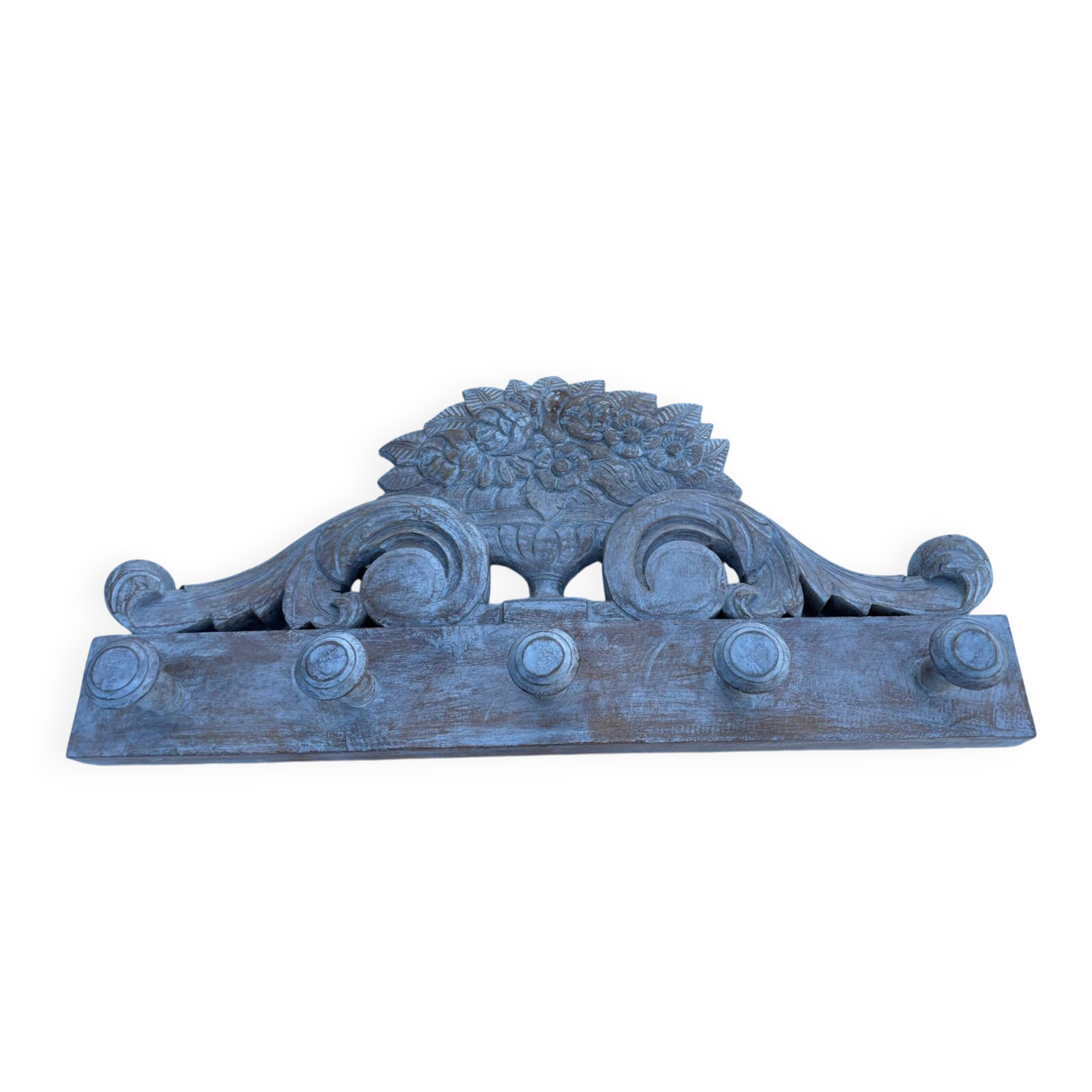 Raw carved wood coat rack