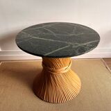 Bamboo rattan table McGuire with marble top