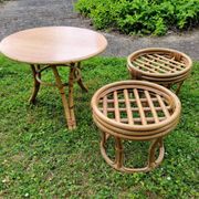 Vintage rattan garden furniture from the 1970s.