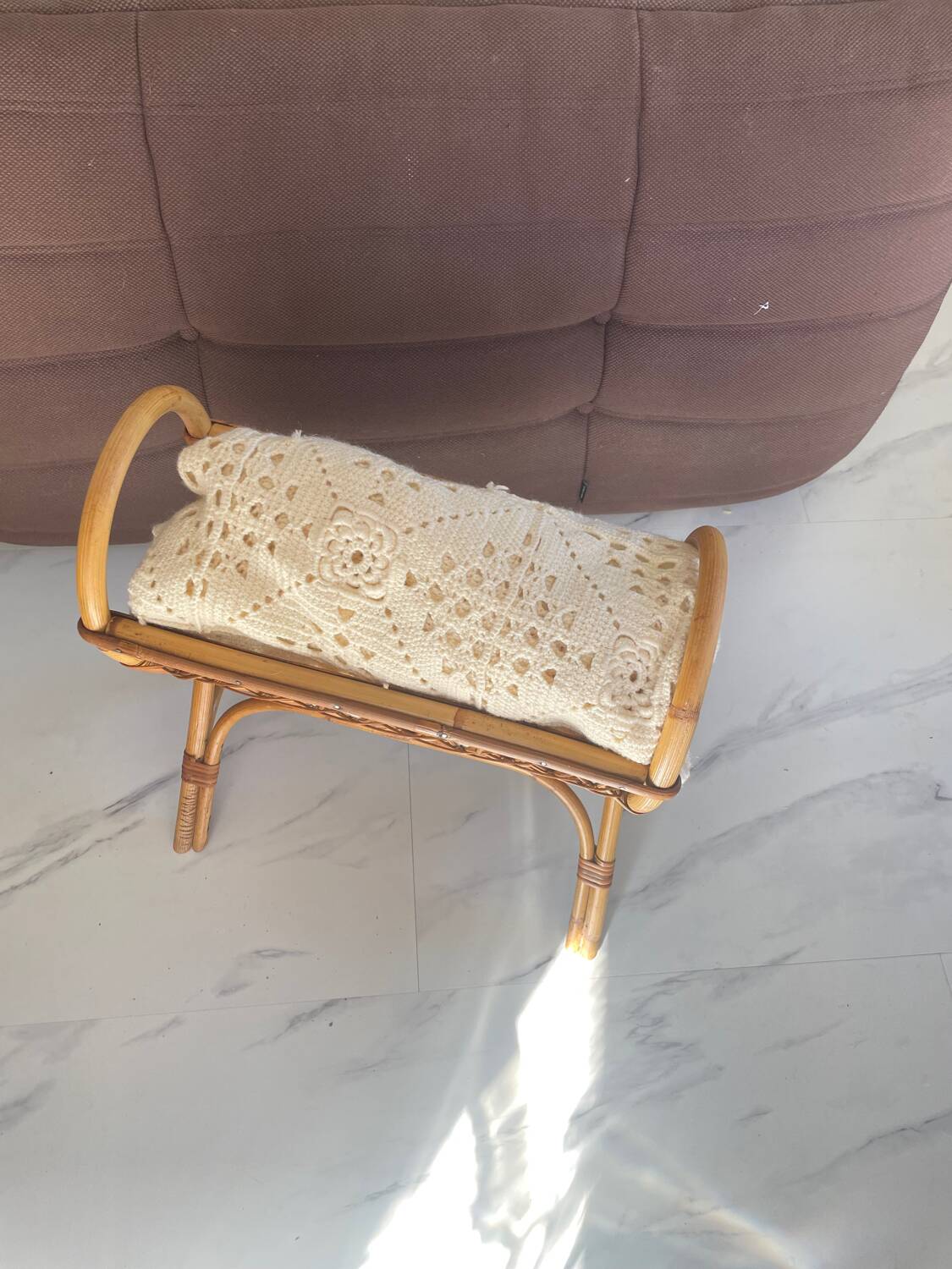 Old rattan magazine rack from the 70s