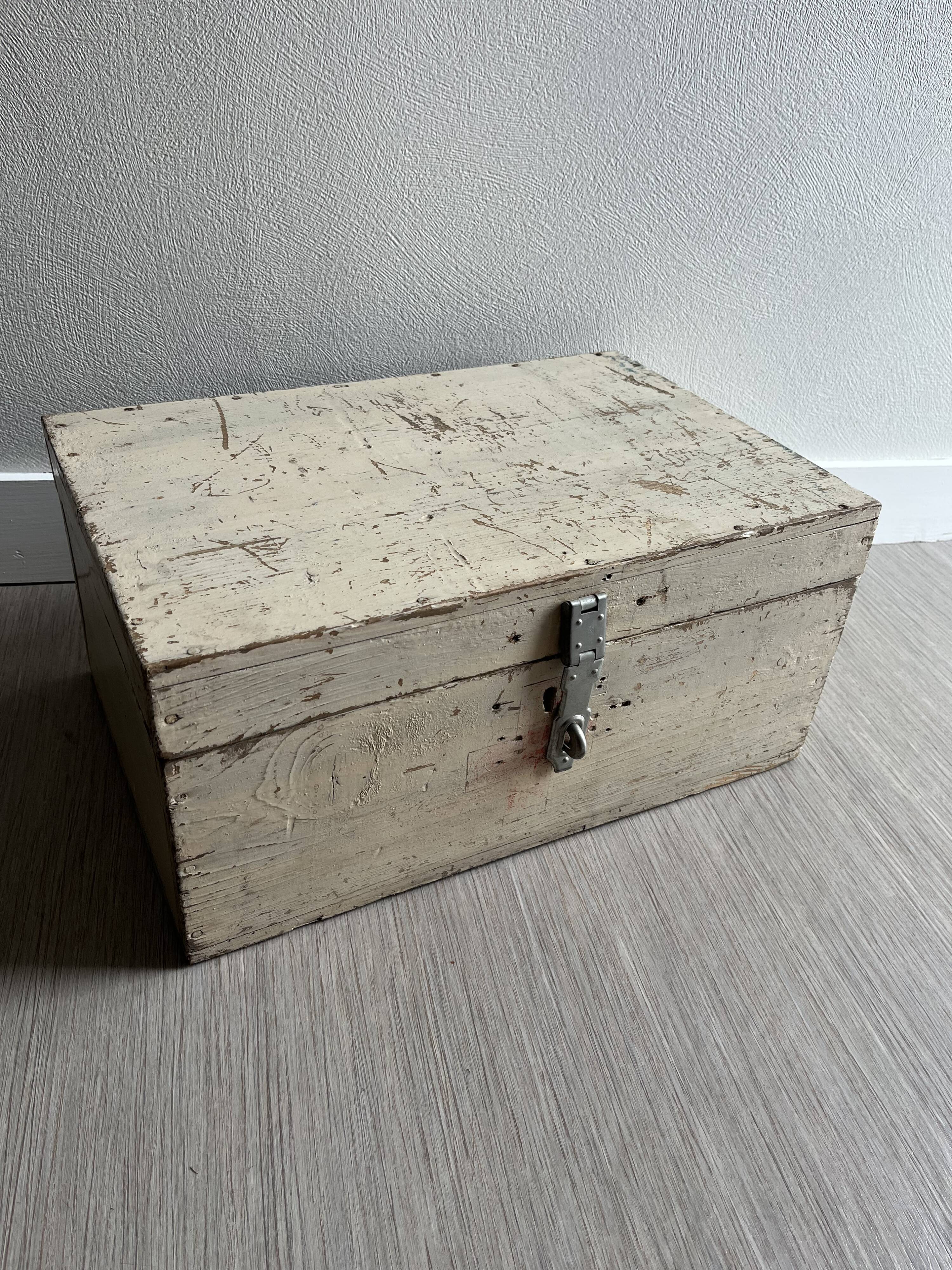 Old patinated wooden chest