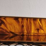 Tortoiseshell and brass lucite magazine rack