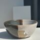 White and glossy brown two-tone ceramic bowl, matt earth