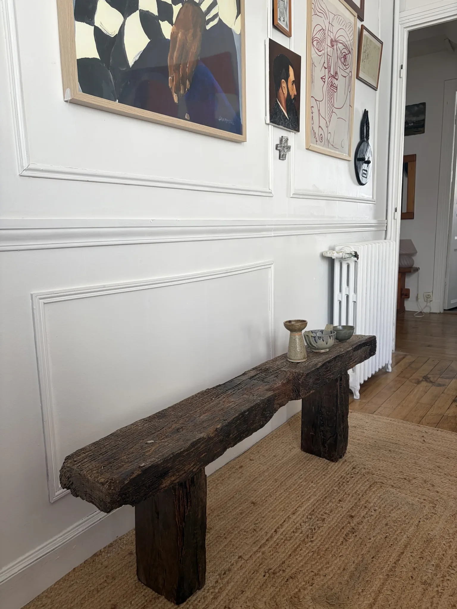 Wooden wabi-sabi bench