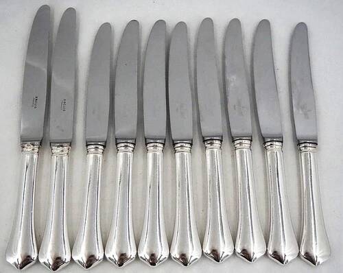 Ravinet d'Enfert, Ercuis Brantome set of 20 knives, 10 dinner knives + 10 dessert knives.