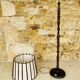 Vintage Floor Lamp Turned Wood, Bamboo Rattan Circa 1950s