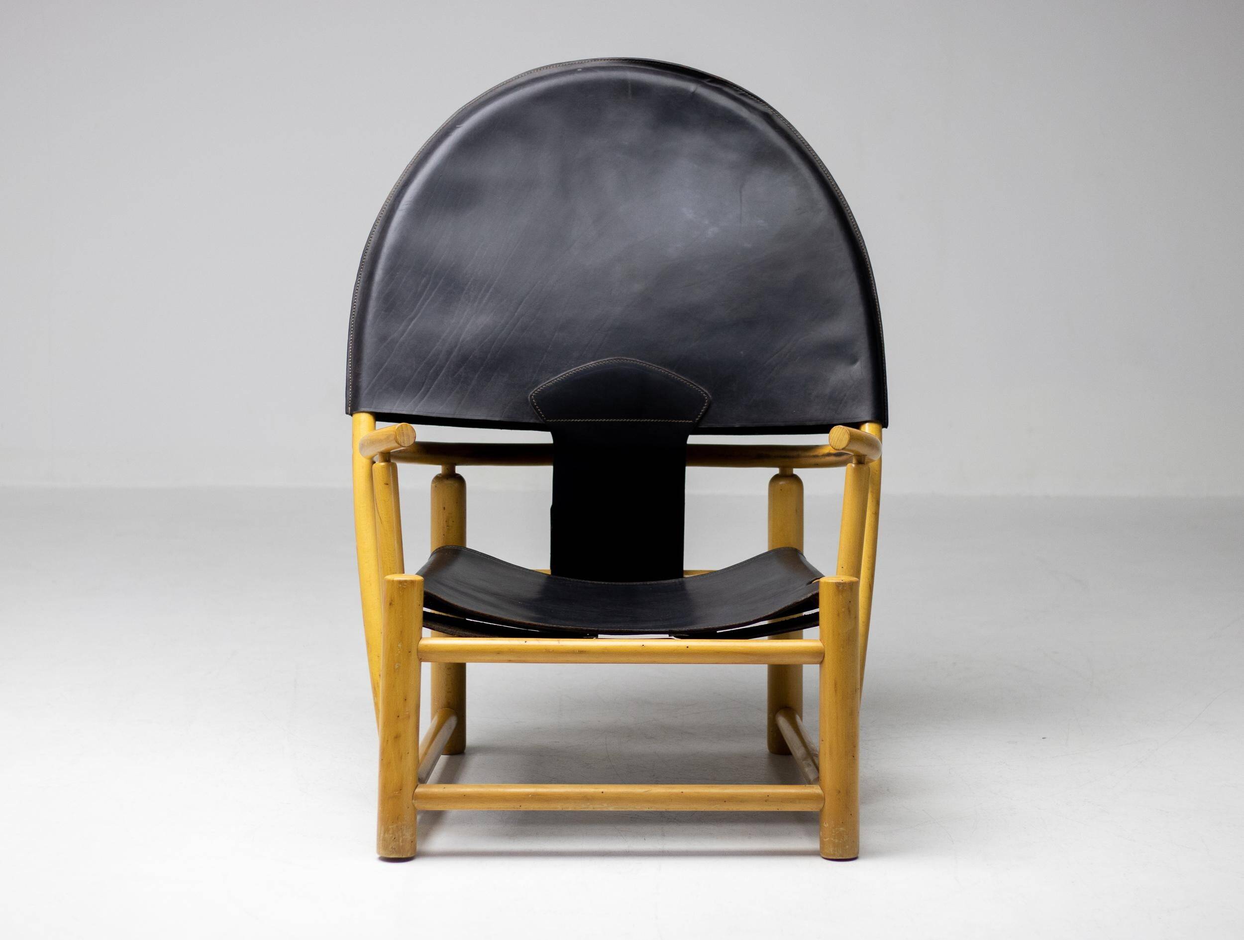 Piero Palange - G23 "Hoop" chair in Saddle black leather