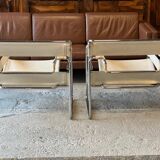 Pair of Wassily armchairs in canvas, Gavina edition, 1964