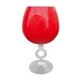 Opaline vase and glass
