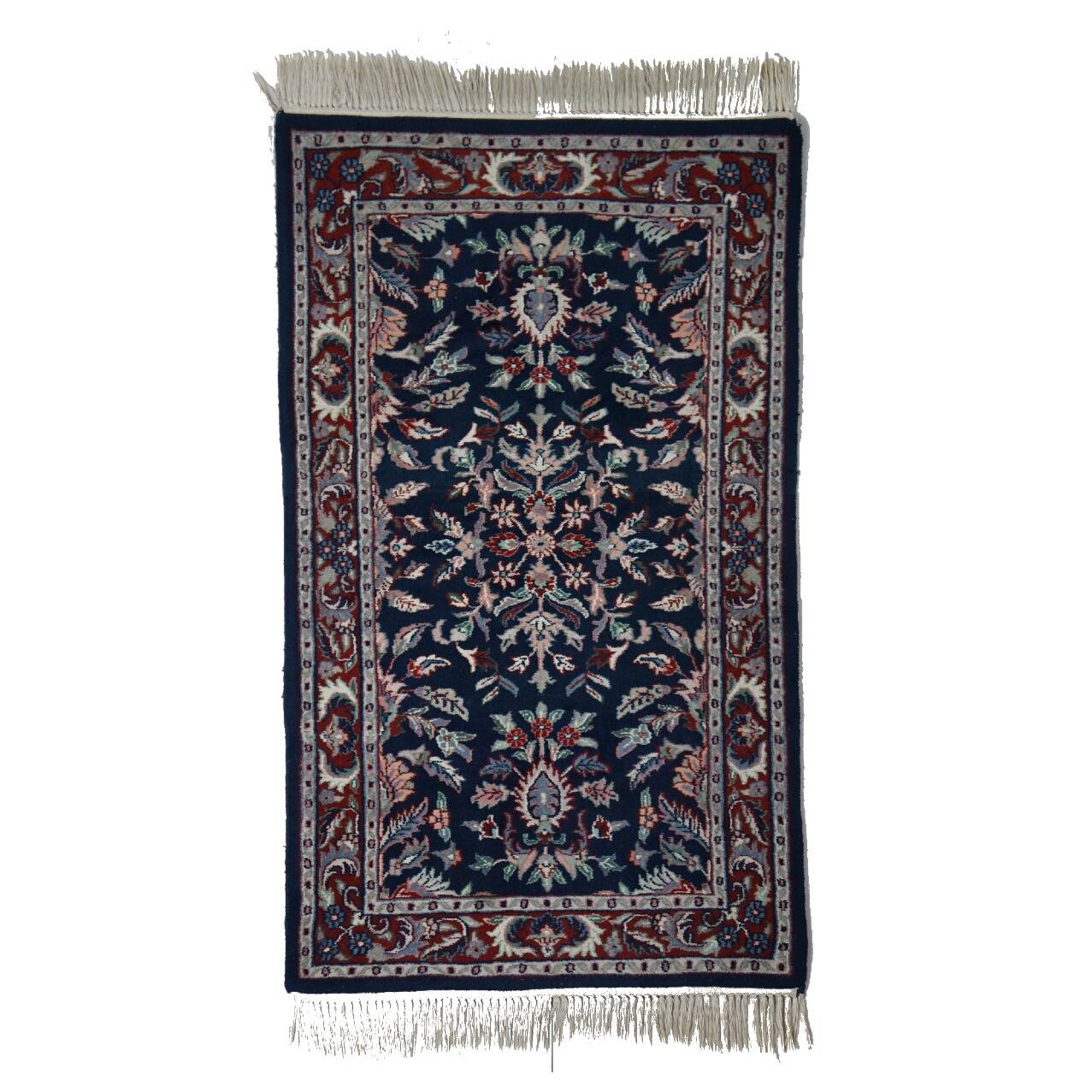 Beautifully Colored Blue Oriental Rug with Floral Pattern, 150 x 90 cm