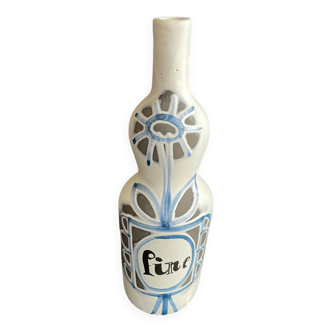 “Fine” earthenware bottle by Roger Capron Vallauris