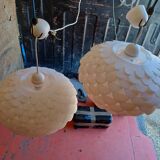 Pair of vintage white plastic pendant lights