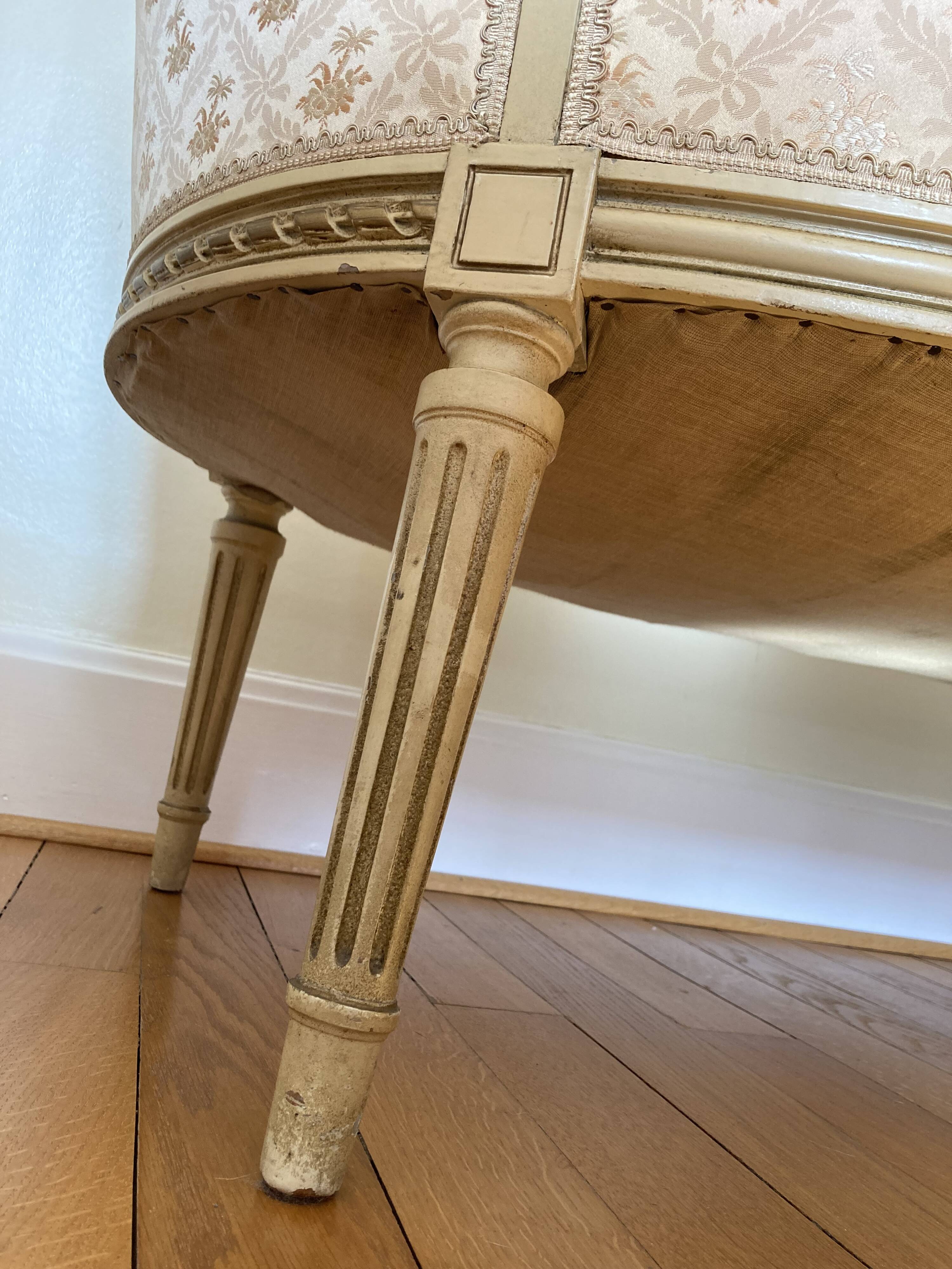 Louis XVI ivory and gold basket bench