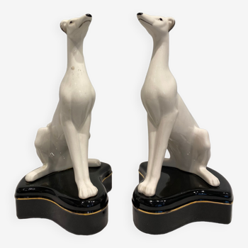 Pair of Fitz & Floyd porcelain greyhounds