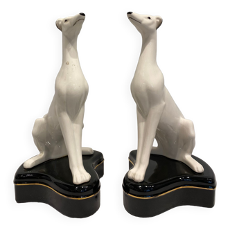 Pair of Fitz & Floyd porcelain greyhounds