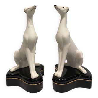 Paire de lévriers en porcelaine Fitz & Floyd