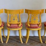 Set of 4 chairs, Italy, Gilded wood, Circa 1950