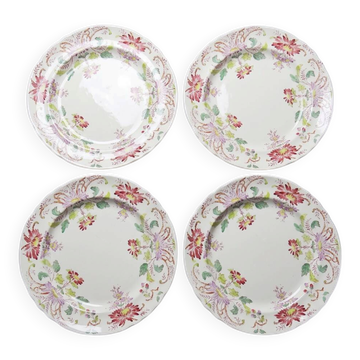 4 assiettes à dessert anciennes Longchamp Pâquerettes en terre de fer