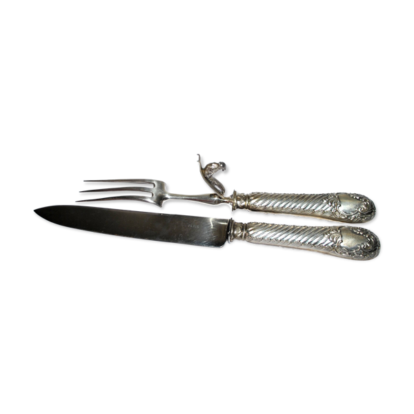 Couvert de service rocaille en argent minerve Armand Frenais 1900