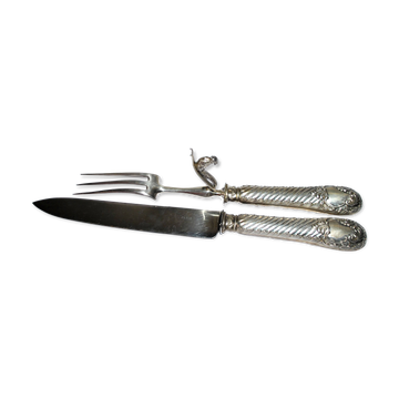 Couvert de service rocaille en argent minerve Armand Frenais 1900