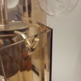Lustre pampilles plaque en verre fumé Italie, années 70