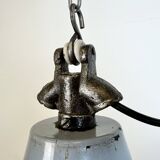 Industrial grey enamel factory pendant lamp, 1960s