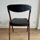 Chaise Vamo Sønderborg Sonja en teck et skaï noir, par Johannes Andersen