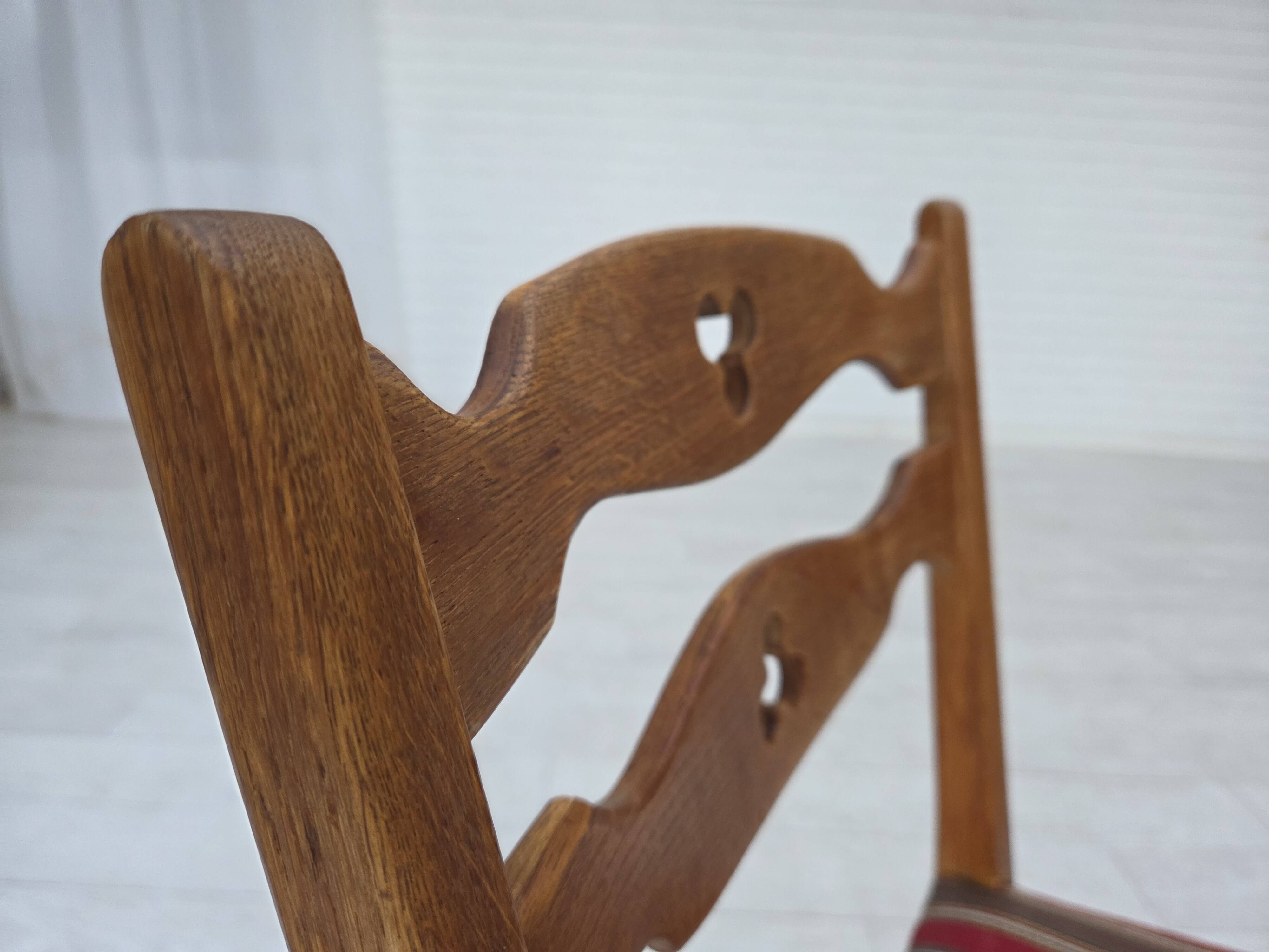 1960s, set of 4 pcs Danish dining chairs, furniture wool, solid oak wood.