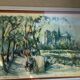 Lithograph notre dame et les bouquinistes signed by Marius Girard vintage