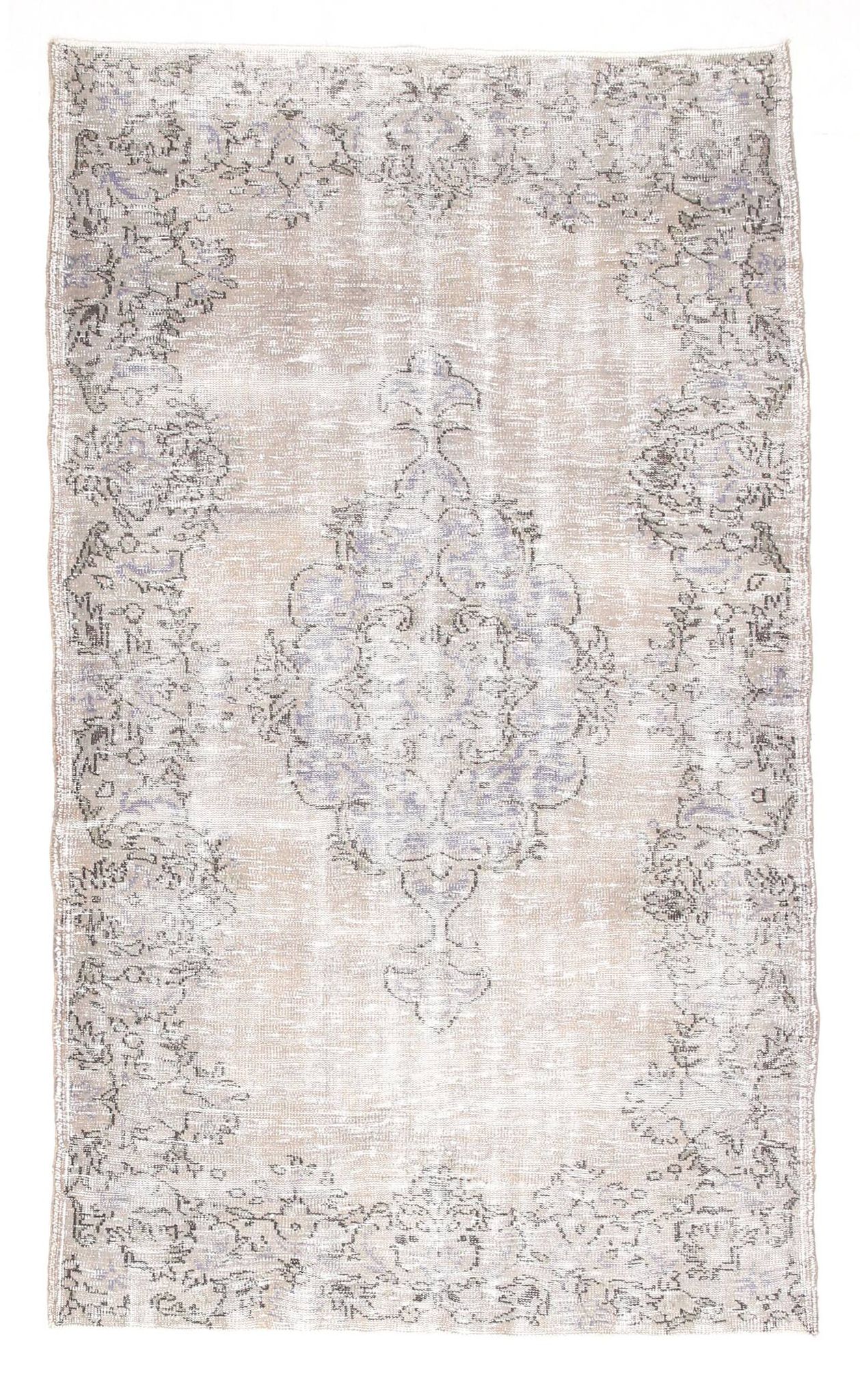 5x9 Rug For Living Room Gray Blue Handmade Wool Antique Turkish Rug, 156x264Cm