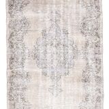 5x9 Rug For Living Room Gray Blue Handmade Wool Antique Turkish Rug, 156x264Cm