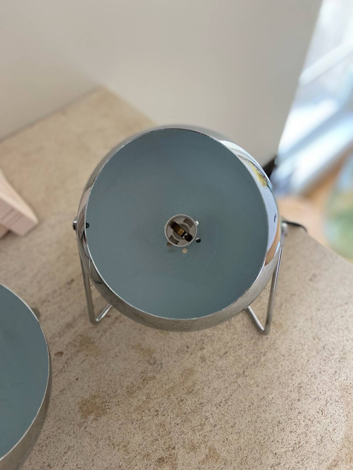 Pair of metal “Eye-ball” spirit lamps
