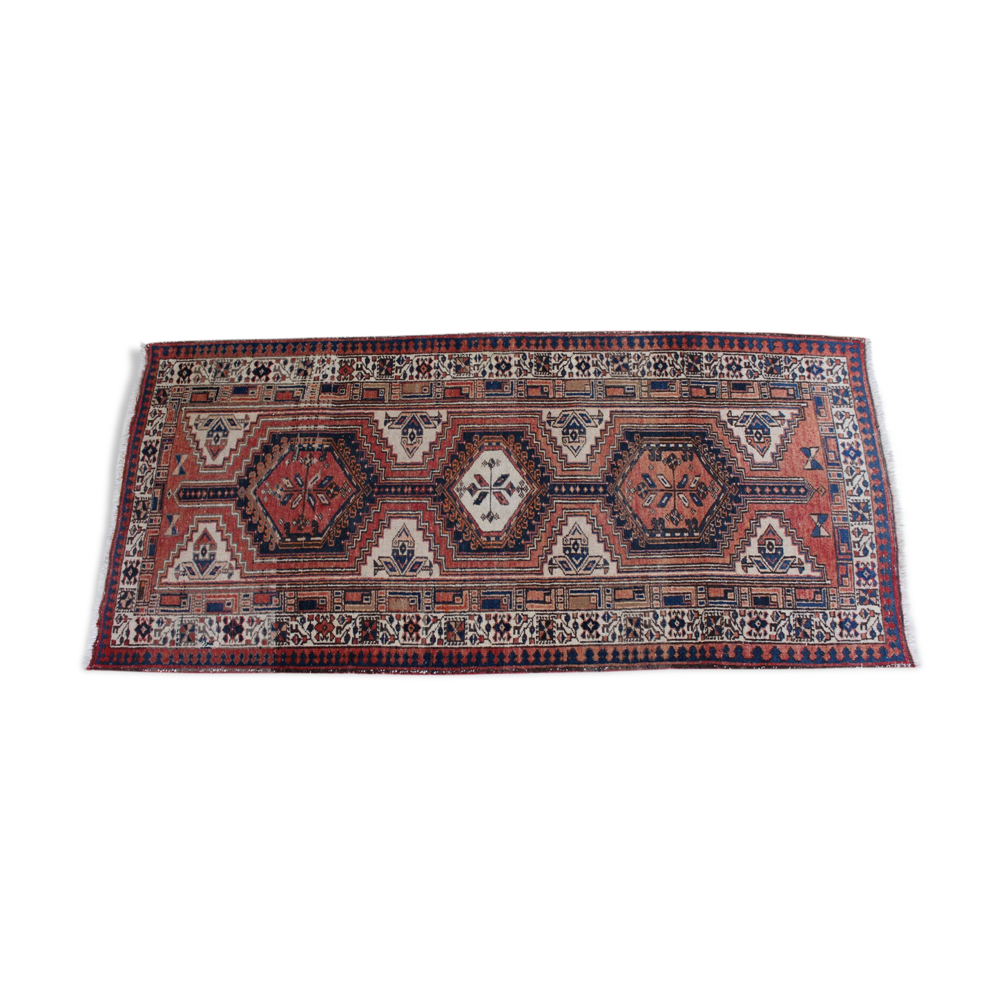 Tapis vintage à franges afshar 106x231cm