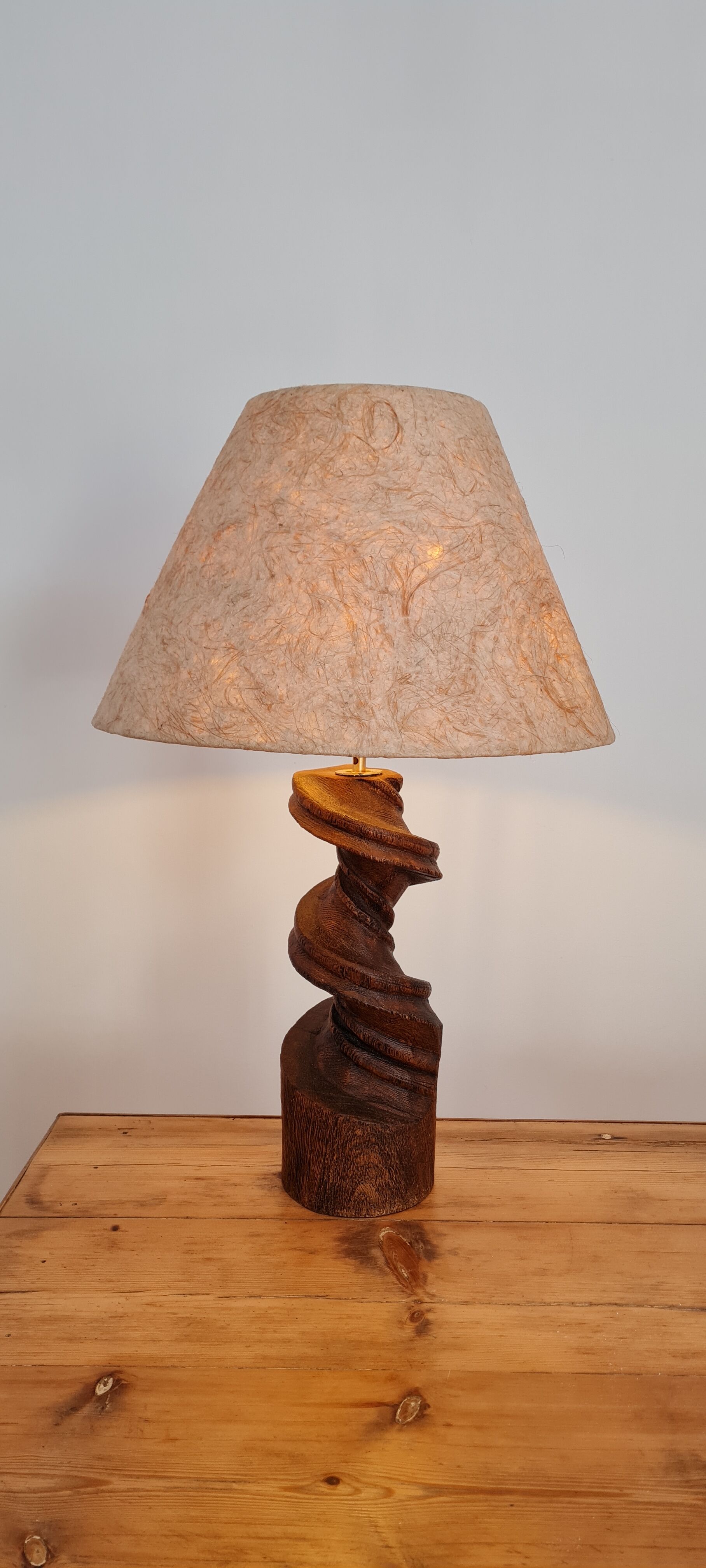 Handmade lamp in turned wood