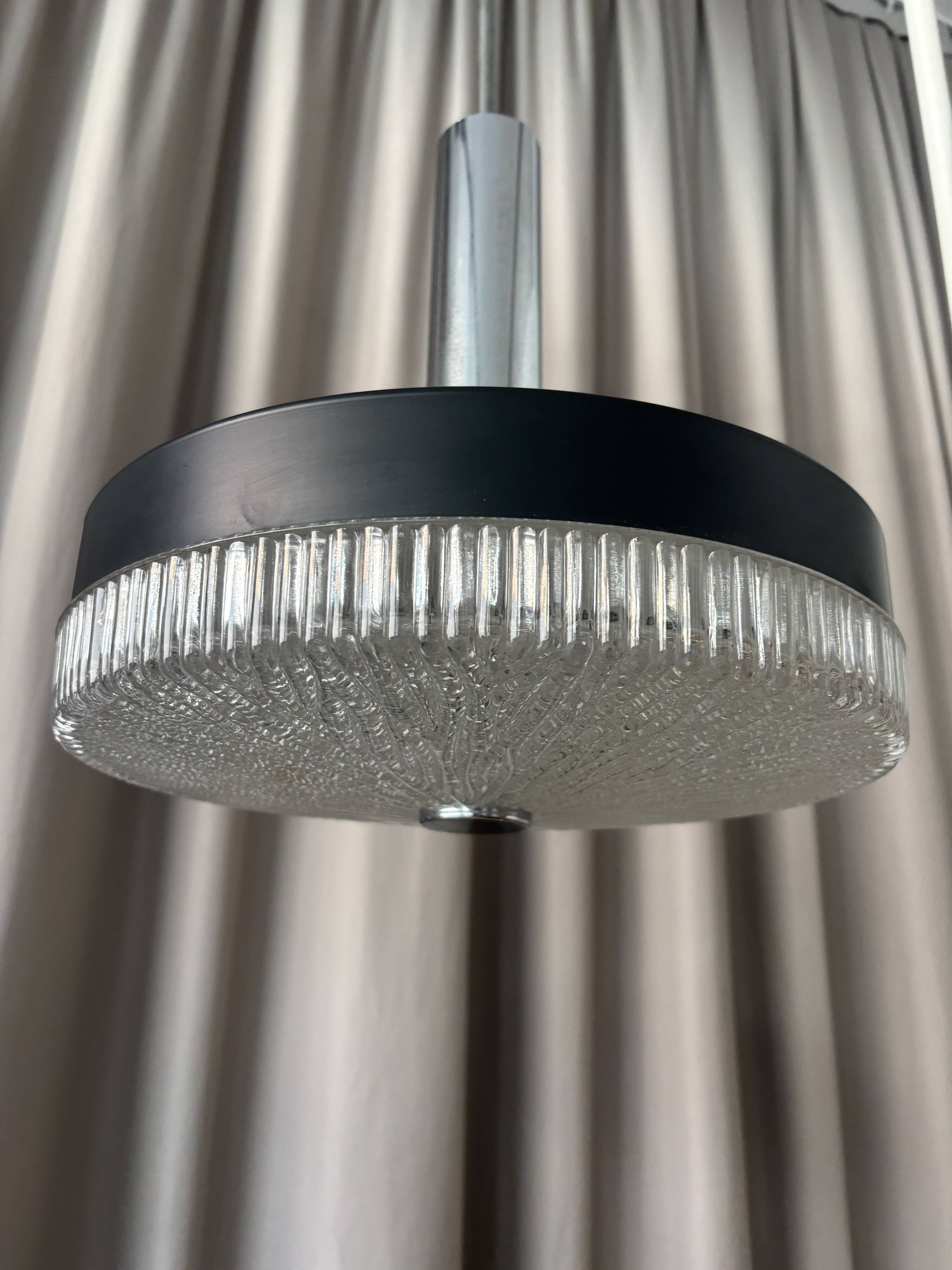 Kaiser Leuchten Mid-Century Pressed Glass Pendant Lamp, Germany, 1960s