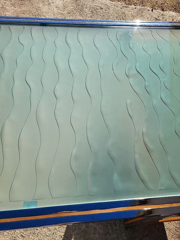 Vintage design double sided chrome glass desk in hetre