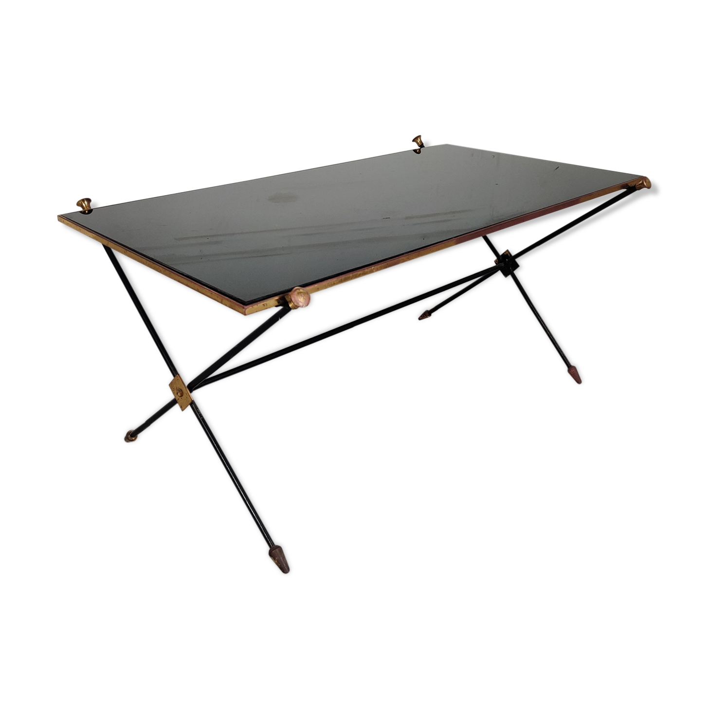 Table basse en laiton et verre