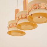 Vintage hanging lamp with three cut glass lampshades, Kamenický Šenov, 1970´s