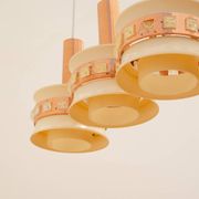 Vintage hanging lamp with three cut glass lampshades, Kamenický Šenov, 1970´s