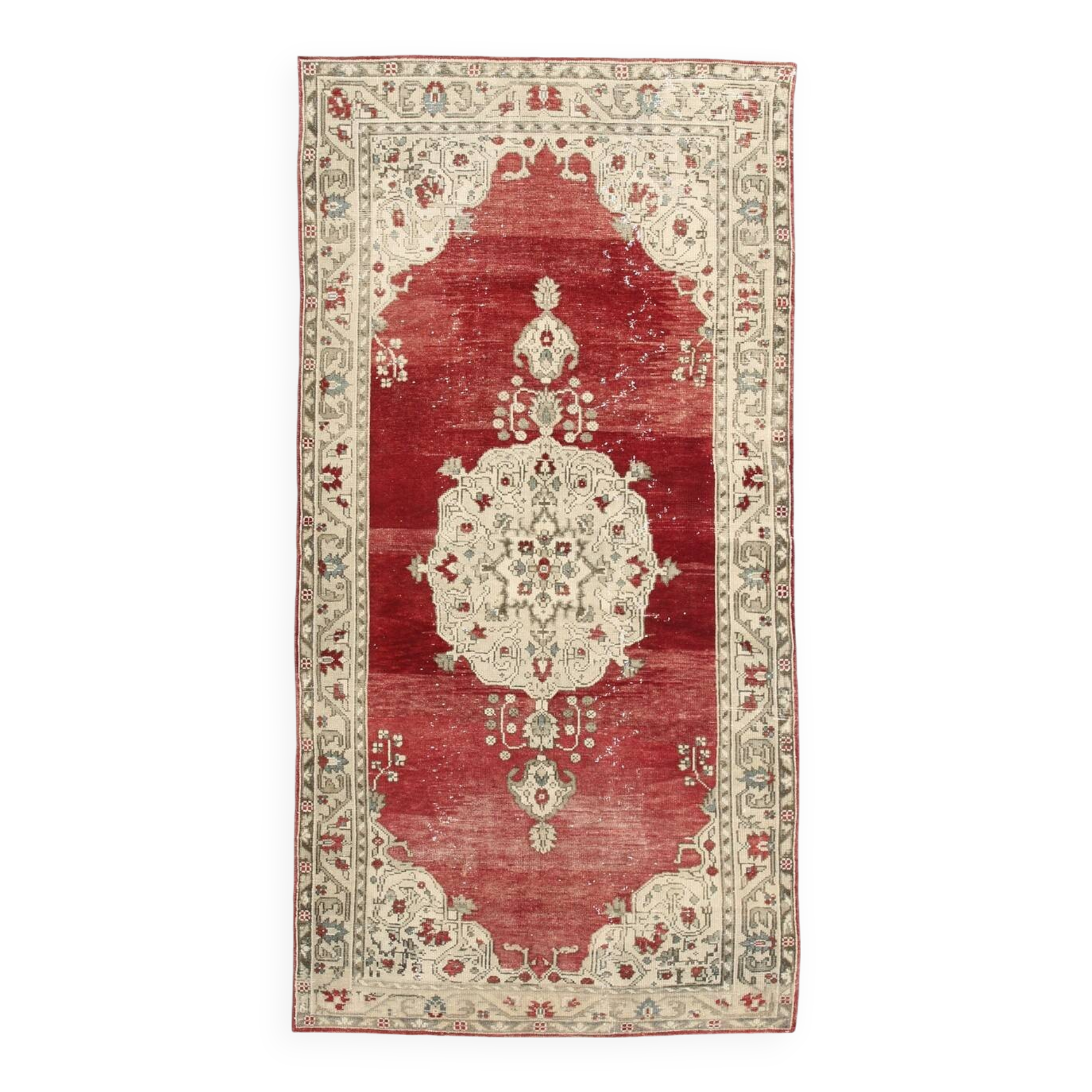 Red & Beige Oriental Vintage Rug 130x257Cm SK 22857