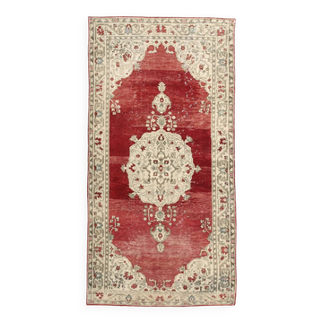 Red & Beige Oriental Vintage Rug 130x257Cm SK 22857