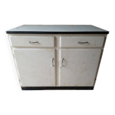 Petit Buffet Bas de Cuisine Vintage Années 50/60 - Rétro Blanc et Noir