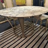Marble and cast aluminum table by Michèle Charron, 1970