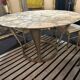 Marble and cast aluminum table by Michèle Charron, 1970