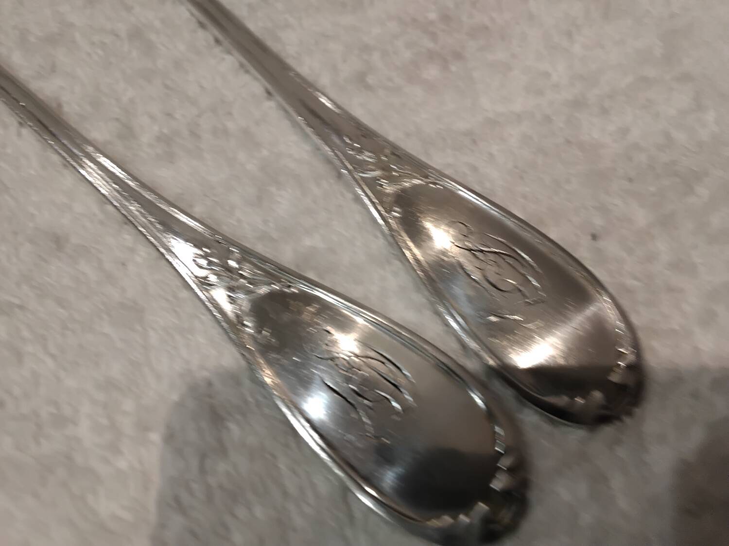 2-piece silver-plated salad serving set, Ercuis Lauriers goldsmith