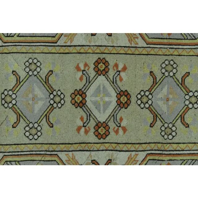 1970s vintage Turkish Oushak handmade wool cotton green area rug 115x205